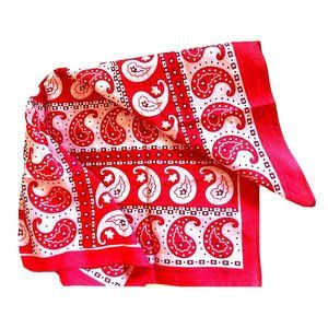 Paisley Striped Red Pink Square Scarf Bandana Cotton 21" SQ - New